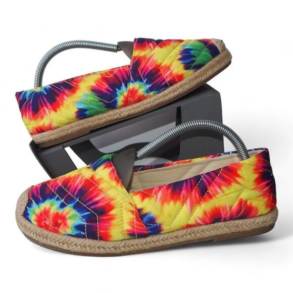 Yoki Juno Rainbow Tie Dye Espadrille Slip-on Flat Shoes Women's 9.5-10 - Picture 1 of 10
